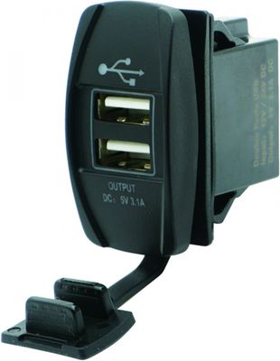 Superswitch USB x 2 uttak 12/24V