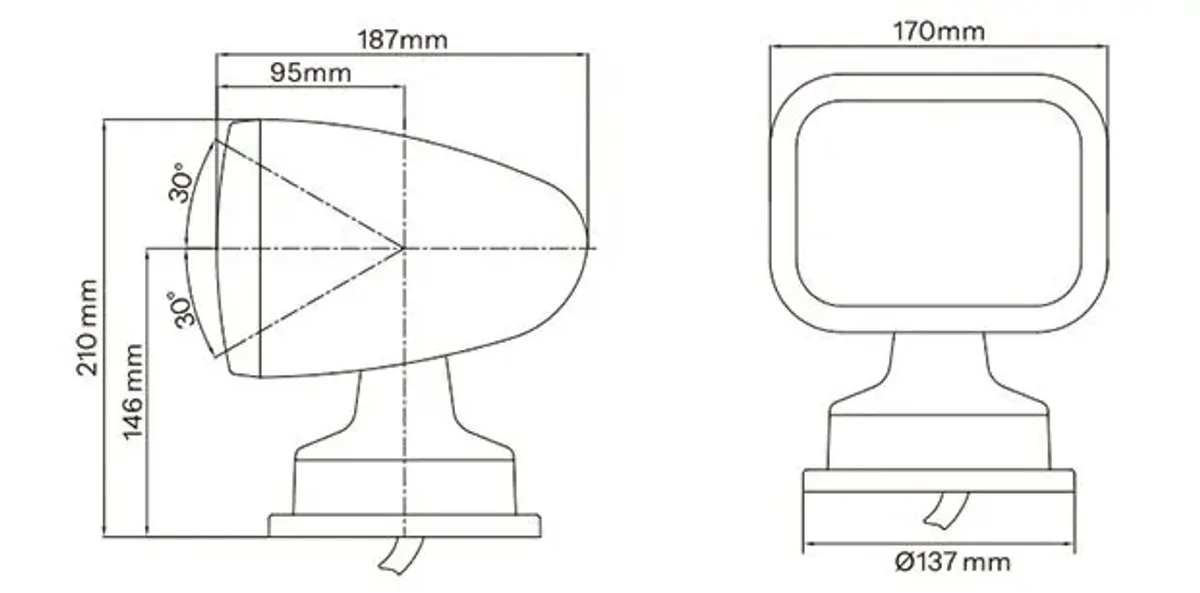 Seaflo LED Lyskaster m/fjernkontroll 28W Hvit