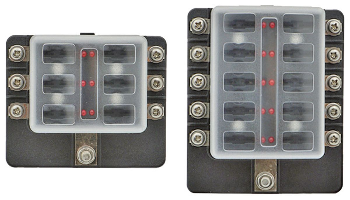 1852 Sikringsholder for 10 sikringer med LED indikator