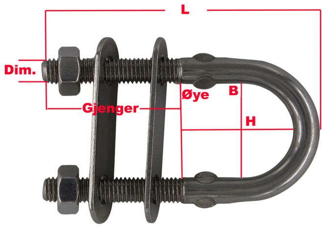 Hovedbilde U-bolt 8 x 100 mm